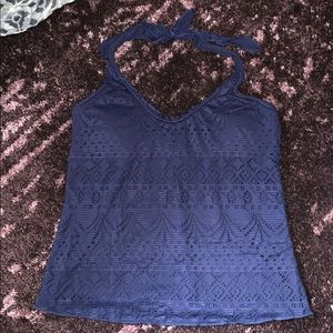 Eyelet Halter Tankini Top